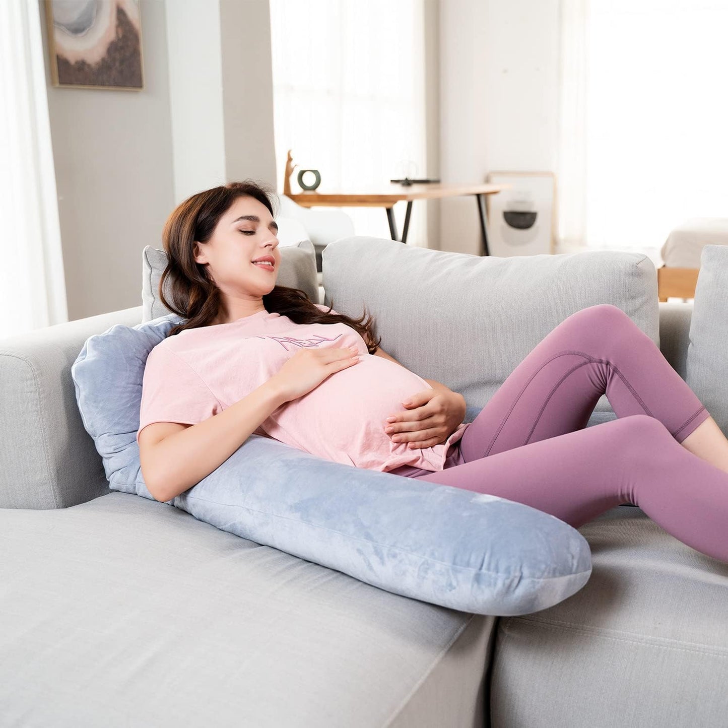 Pregnant Pillow,Maternity Pillow,Pregnancy Pillow for Sleeping,U Shaped Support Body Pillow for Pregnant Women, Full Body Pillow with a Cover (Grey)
