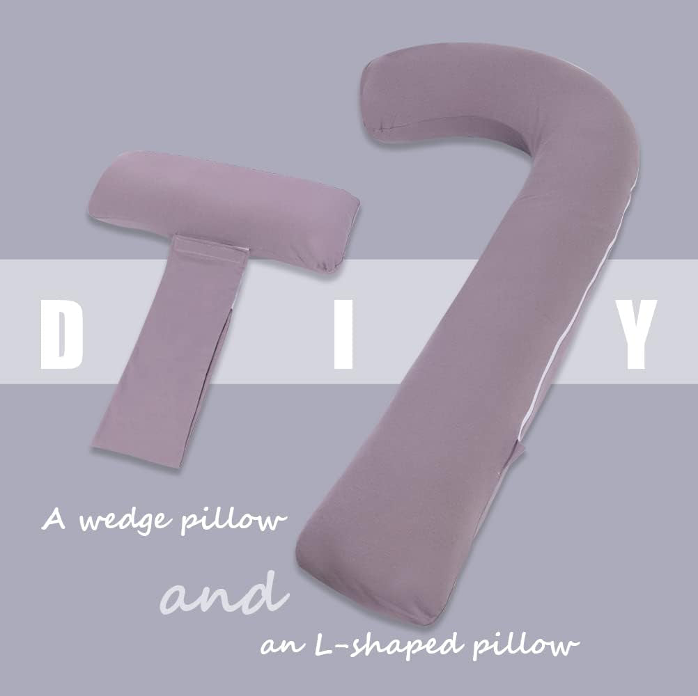 Pregnancy Pillow,Maternity Body Pillow with Pillow Cover,H Shaped Body Pillow for Pregnant Women (Purple Jersey)