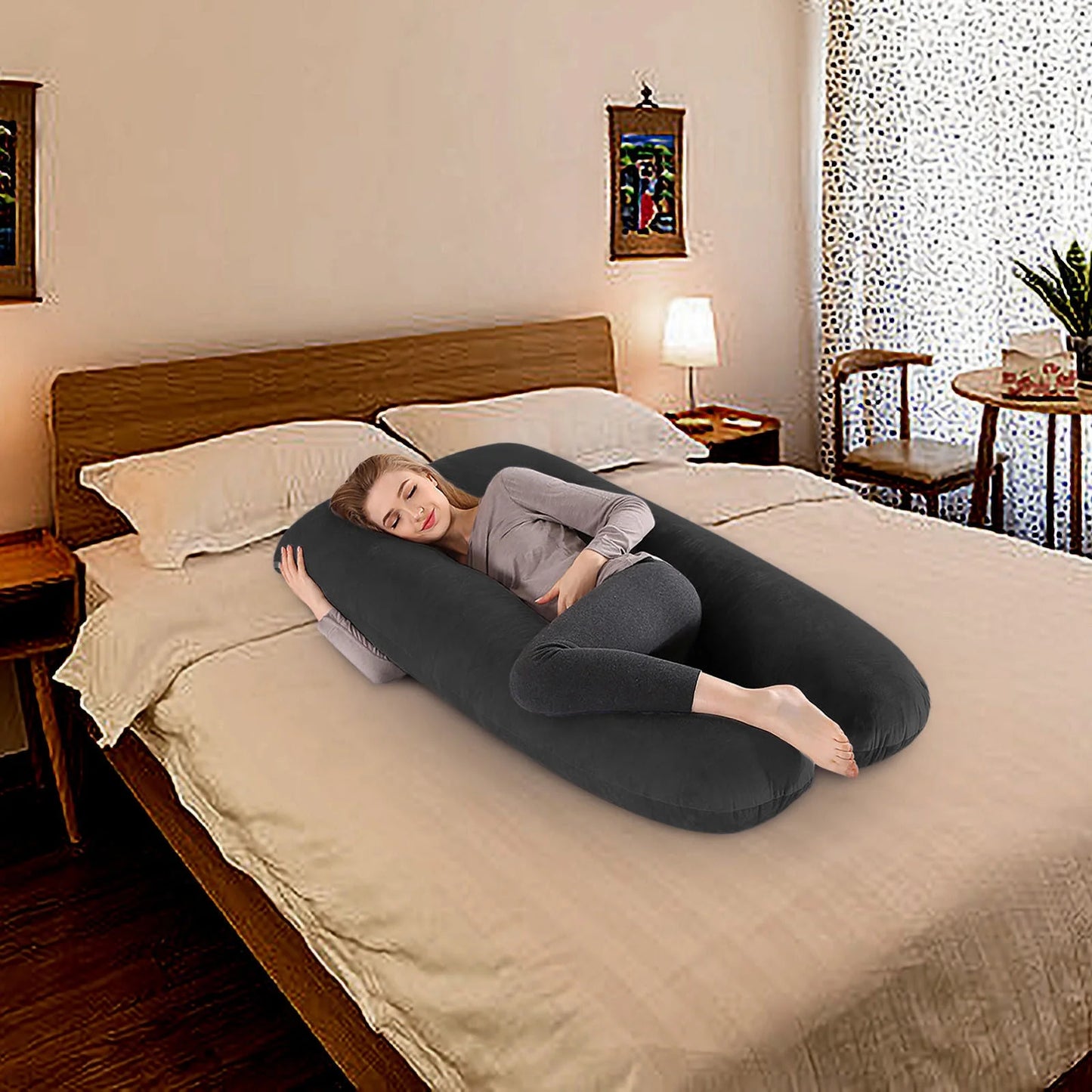 Pregnancy Pillow Cover, U Shaped Full Body Pillows Cover for Maternity Support Sleeping Pillow, Washable Jersey Cover, Removable Maternity Pillow Cover 40*140Cm,Includes Pillowcase Only