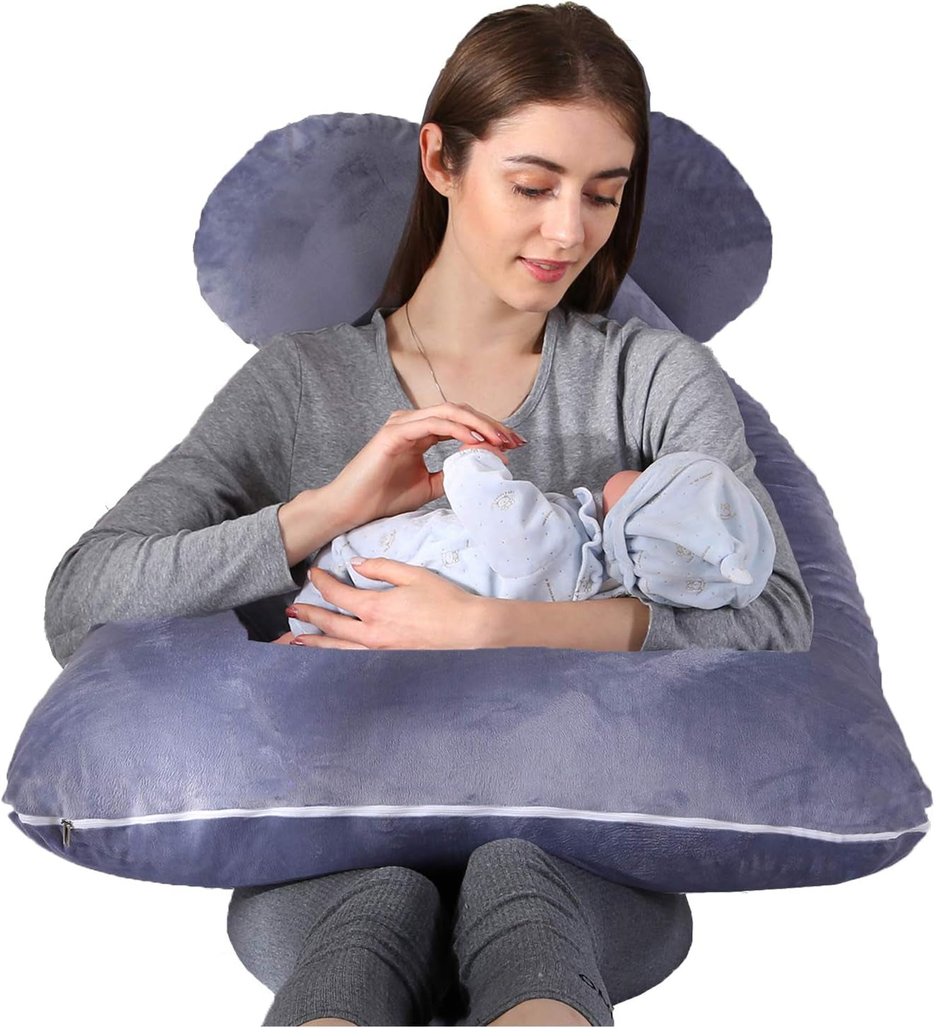 Pregnant Pillow,Maternity Pillow,Pregnancy Pillow for Sleeping,U Shaped Support Body Pillow for Pregnant Women, Full Body Pillow with a Cover (Grey)