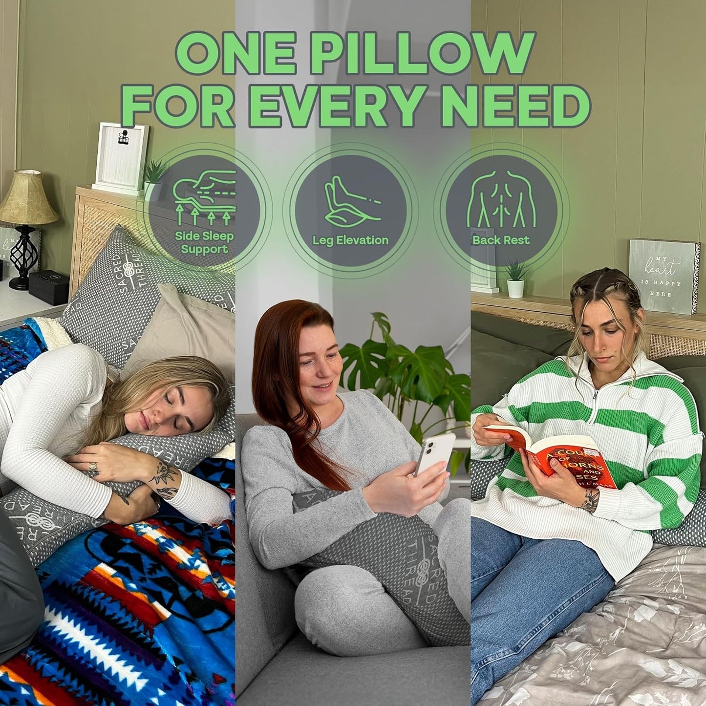 54”X8” Cylinder Body Pillow, Grey Cooling Hug Pillow for Adults, Memory Foam Cud
