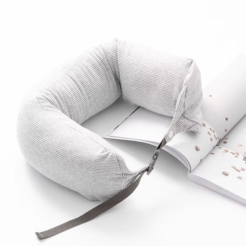Liangpin Neck Pillow Striped Particle Pillow Car Neck Pillow Japanese Style Cylindrical Pillow Travel Pillow