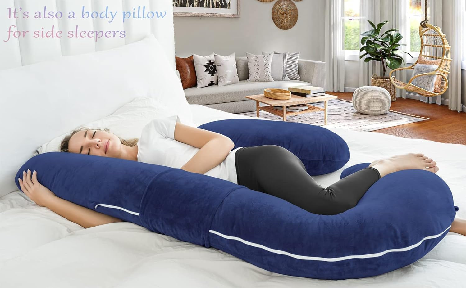 Pregnancy Pillow, Maternity Body Pillow for Pregnancy, H Shaped Pregnancy Pillows for Sleeping with Body Pillow Velvet Cover