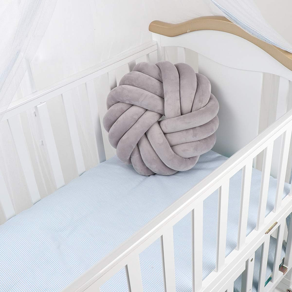 Creative Knot Ball Pillow Rose Flower Cushion Sofa Lumbar Pillow Household Throw Pillow Decoration(Light Gray-C)