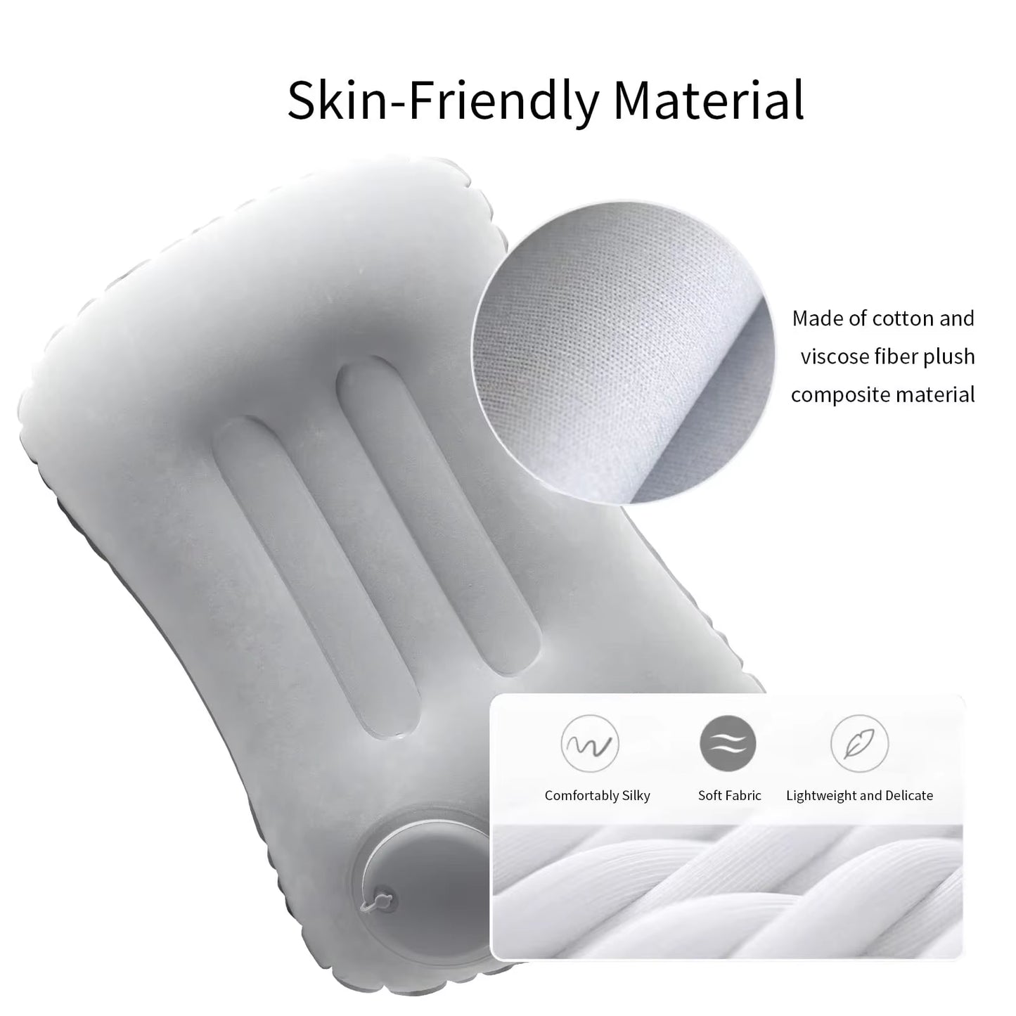 Portable Comfortable Inflatable Pillow, Camping Pillow, Pool Pillow, Ultra Soft Car Pillow for Neck and Lumbar Support