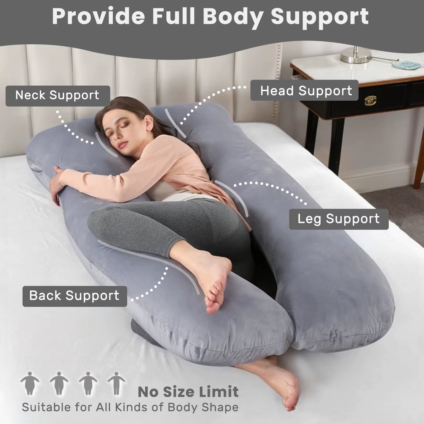 Pregnancy Pillow for Sleeping, U Shaped Full Body Pillow, Maternity Pillow Support for Back, Hips, Legs for Pregnant Women