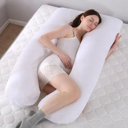 100% Cotton Full Body Pillow for Pregnant Women U Shape Pregnancy Pillow Sleeping Support Maternity Pillow for Side Sleepers