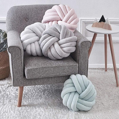 Creative Knot Ball Pillow Rose Flower Cushion Sofa Lumbar Pillow Household Throw Pillow Decoration(Light Gray-C)