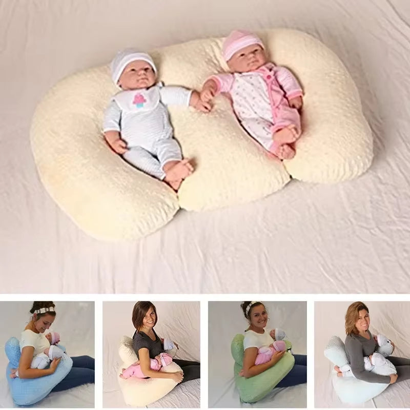 Baby Twin Pillow Nursing Breastfeeding Pillow Anti-Spitting Feeding Cushions Baby Nest