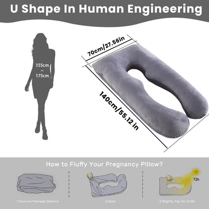 Pregnancy Pillow for Sleeping, U Shaped Full Body Pillow, Maternity Pillow Support for Back, Hips, Legs for Pregnant Women