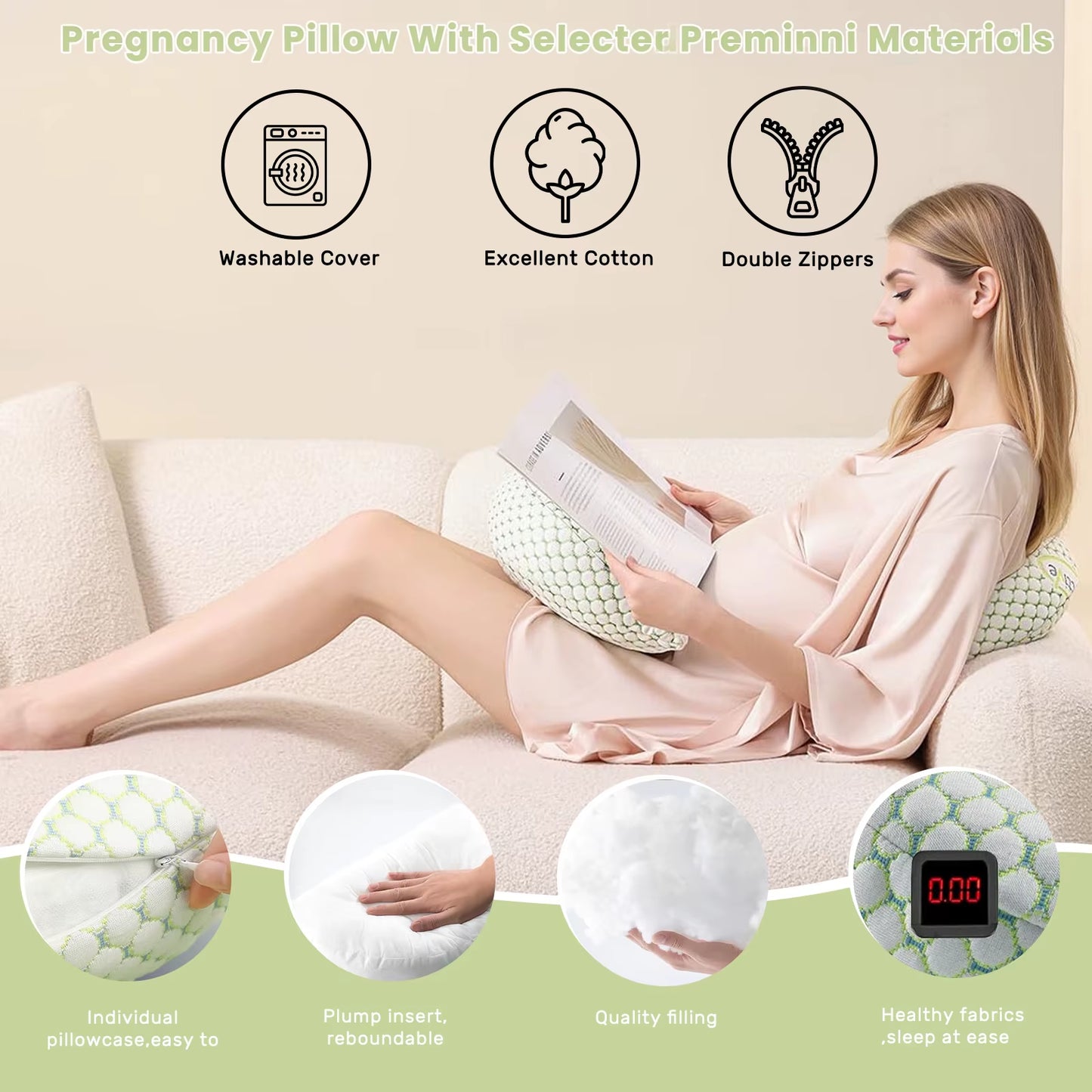 Pregnancy Pillow for Pregnant Women,Soft Pregnancy Body Pillow,Support for Back, Hips, Legs,Maternity Pillow