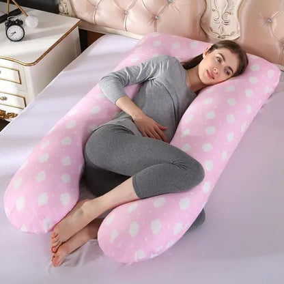 100% Cotton Full Body Pillow for Pregnant Women U Shape Pregnancy Pillow Sleeping Support Maternity Pillow for Side Sleepers