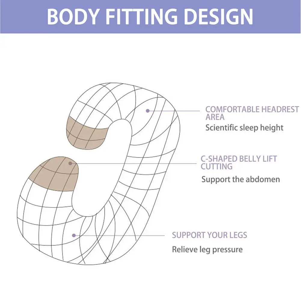 Pregnancy Pillows C-Shape Full Body Pillow with Removable Cover Maternity Pillow Side-Lying Waist Pillow Woman Sleep Side Pillow