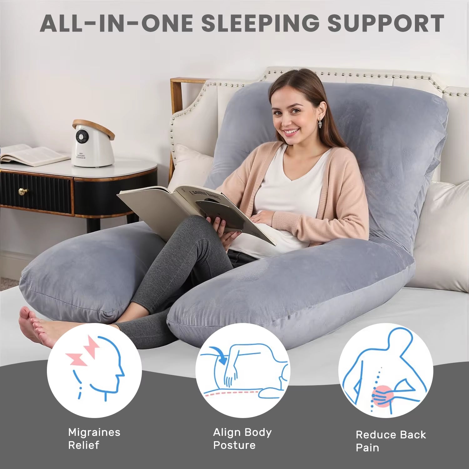 Pregnancy Pillow for Sleeping, U Shaped Full Body Pillow, Maternity Pillow Support for Back, Hips, Legs for Pregnant Women