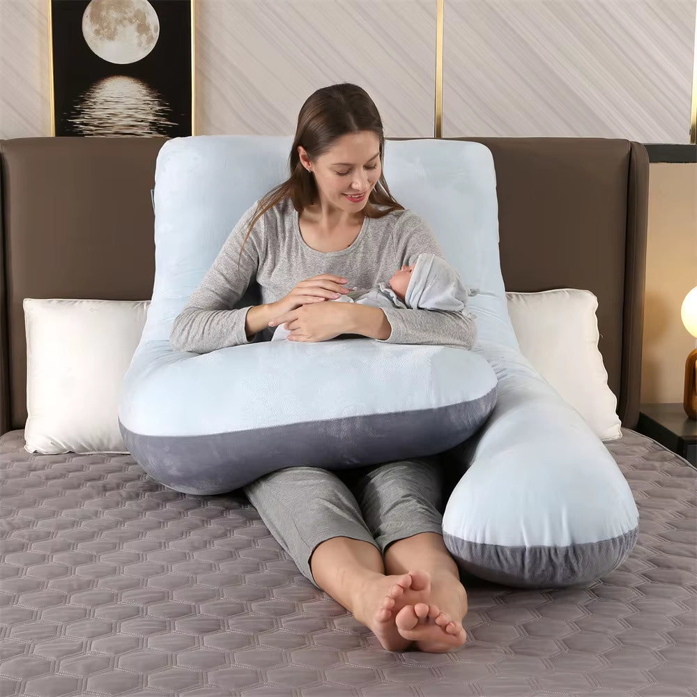 Multifunctional Pregnant Pillow U-Shape Pregnant Sleeping Support Pillow for Maternity Breast Feedings Cushion Nursing Pillow
