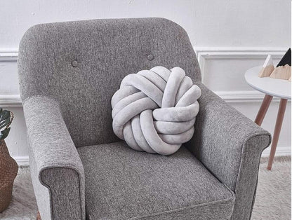 Creative Knot Ball Pillow Rose Flower Cushion Sofa Lumbar Pillow Household Throw Pillow Decoration(Light Gray-C)