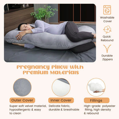 Pregnancy Pillows, Full Body Pillow Maternity Pillow for Women 58 Inch, Pregnancy Pillows for Sleeping Pregnant Must Have with Removable Cover, Gray